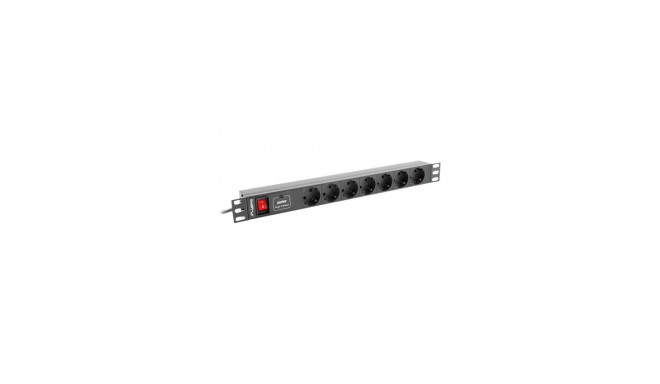 Lanberg 19" 1U 10A 2m 7x Schuko pistikupesade toitejaotur PDU-07F-0200-IEC-BK
