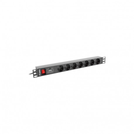 Lanberg PDU 19" 1U 10A 7x Schuko 2m black C14 power strip rack