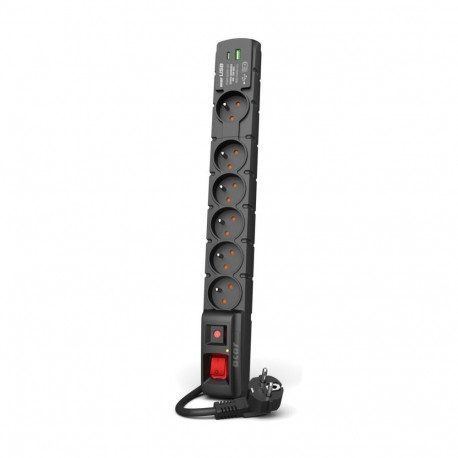 ACAR pikendusjuhe S6 USB A+C 5m 6x 230V PL PD 3.0 QC, must