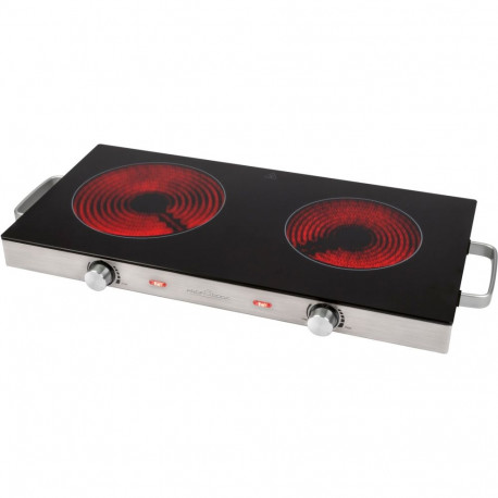 Infrarot-Doppelkochplatte PC-DKP 1211 (edelstahl, 2.800 Watt, Ø 20cm + Ø 16cm)