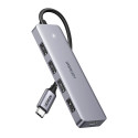 Hub USB-C 4-Port (USB 3.0) 15cm with USB-C Power Port, Gray
