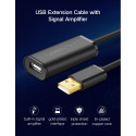 Kaabli pikenduskaabel aktiivne USB AM - AF 10m must US121 UGREEN