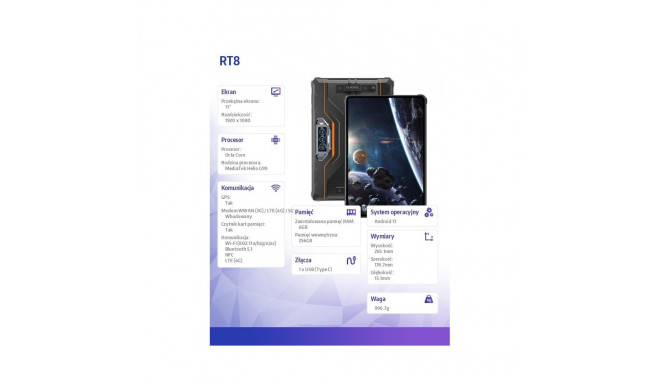 Tablet RT8 6/256GB IP69 K no charger orange