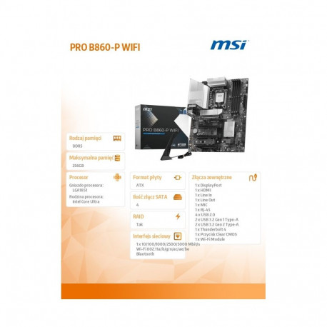Emaplaat PRO B860-P WIFI s1851 4DDR5 ATX