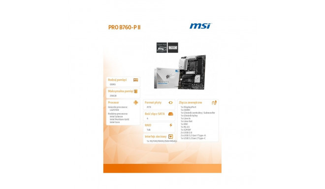 Motherboard PRO B760-P II S1700 4DDR5 DP/HDMI ATX