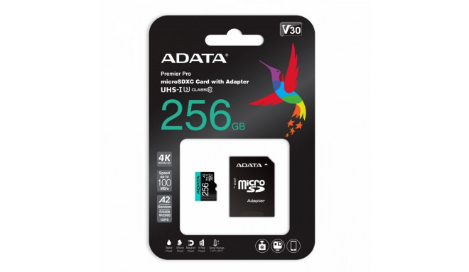 Memory card microSD Premier Pro 256 GB UHS1 U3 V30 A2 + adapter