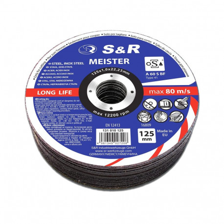 Metal cutting disc 125x1.0x22.23 /25pcs 131010125 S&R
