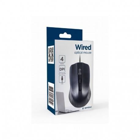 Gembird optiline hiir MUS-4B-01L juhtmega USB must