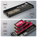 AXAGON väline USB-C 10Gbps metallist karp infokuvariga M.2 NVMe ja SATA SSD jaoks | EEM2-SD2
