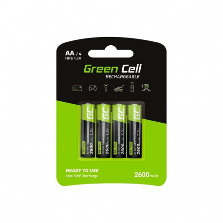 Green Cell Rechargeable Batteries 4x AA R6 2600mAh
