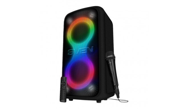 Portable speaker SVEN PS-1000, black, power output 2x80W (RMS), TWS, Bluetooth, FM, USB, LED-display