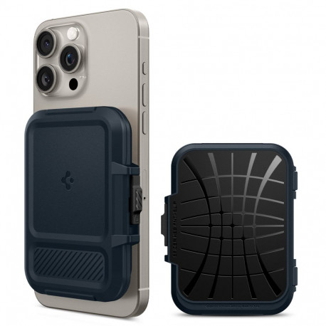 MagSafe kaarditasku Lock Fit (MagFit), magnetkinnitusega, sinakashall, Spigen
