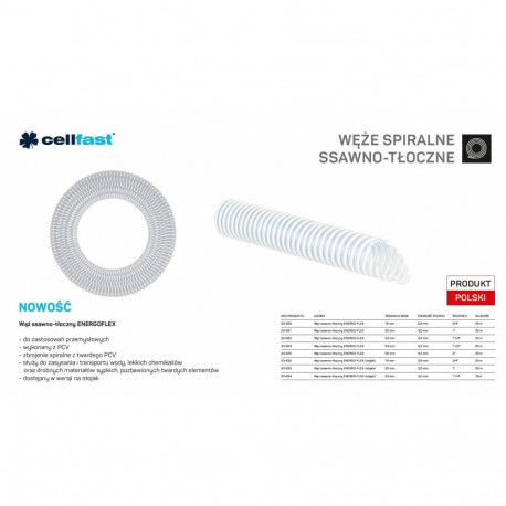 CF. SUCTION AND PRESSURE HOSE FOR PUMPS 25mm x 20mb COLOURLESS ENERGO-FLEX FOR STAND