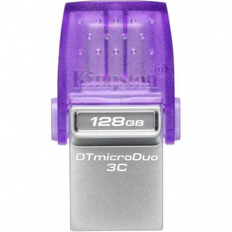 DataTraveler mälupulk microDuo 3C 128GB USB-A 3.2 Gen 1 USB-C 3.2 Gen 1, violetne/läbipaistev