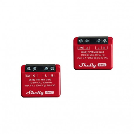 Shelly 1PM Mini Gen3 Set of 2 Controllers, WiFi/Bluetooth