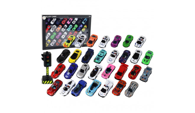 alumiiniumist mudelautode komplekt karbis 30 tükki sportautod politseiautod