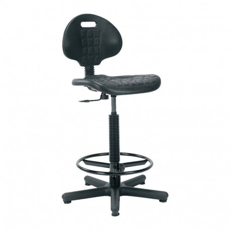 Kõrge töötool NARGO jalatoega 80655, ilma ratasteta, istme kõrgus 55-80cm / must mittelibisev plasti