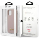 Guess GUHCP12SLSLMGLP iPhone 12 mini 5.4" hele roosa kõvakaaneline silikoonümbris kuldse logoga
