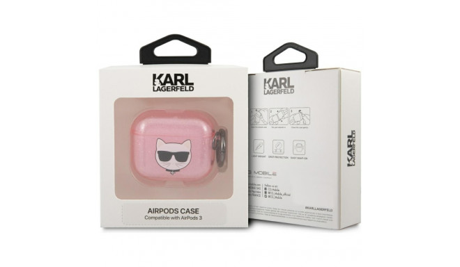 Karl Lagerfeld KLA3UCHGP AirPods 3 ümbris roosa glitter Choupette