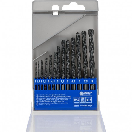 Wiertła do metalu kpl.13 szt. (2,0-8,0mm) pudełko plastikowe