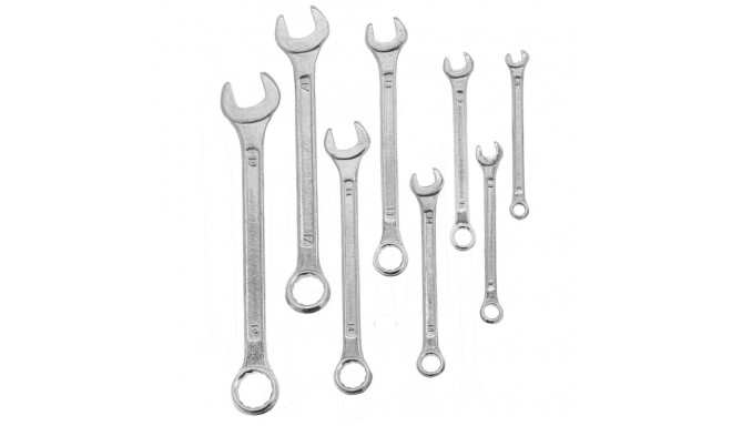 Klucz oczkowo-płaski, kpl. 8 szt., 6-19mm