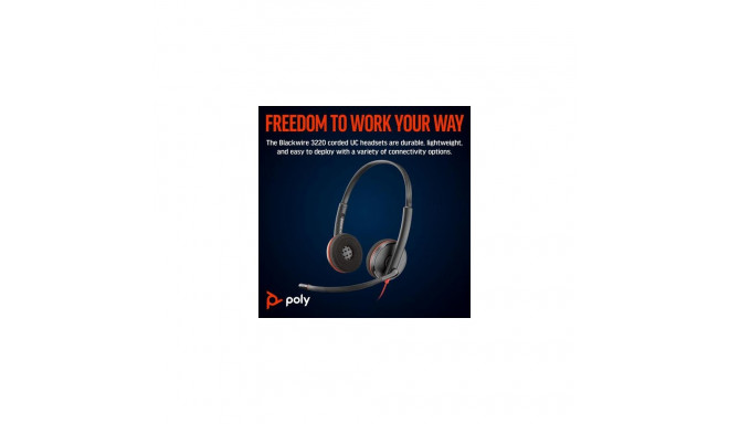 Poly Blackwire 3220 Stereo USB-C Headset +USB-C/A Adapter