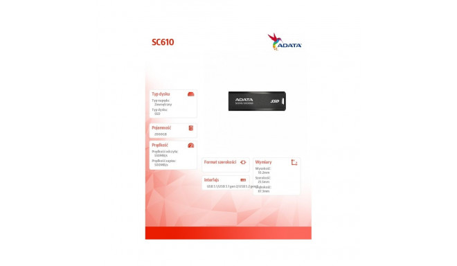 Väline SSD SC610 2000 GB USB3.2A Gen2 must