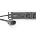 Digitus aluminum outlet strip, 10 outlets, 2 m supply IEC C14 plug