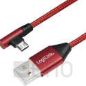 LogiLink USB 2.0-Kabel USB/Micro-USB 30cm rot 90°-Stecker