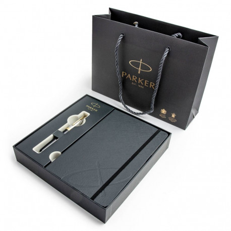 Parker Sonnet Premium metallist ja mustast pliiatsist koosnev komplekt kinkekotiga karbis
