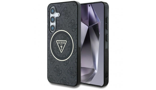 Guess 4G Glitter Triangle Buttons MagSafe Case for Samsung Galaxy S25 Plus Black