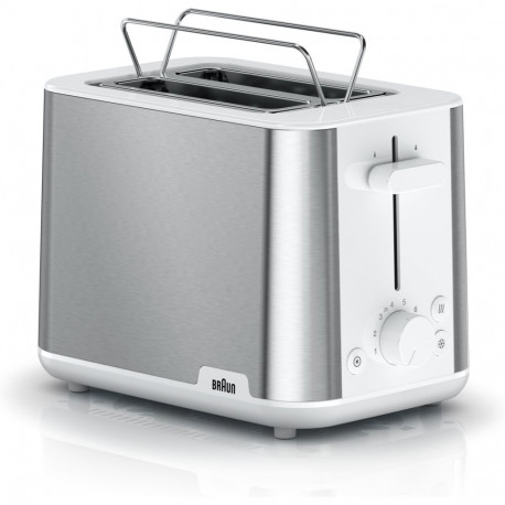 Braun Toaster PurShine HT 1510 WH (stainless steel/white, 900 watts, for 2 slices of toast)
