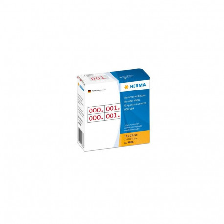 HERMA Number labels duplicate numbers self-adhesive 10x22 mm red printed, 0-999