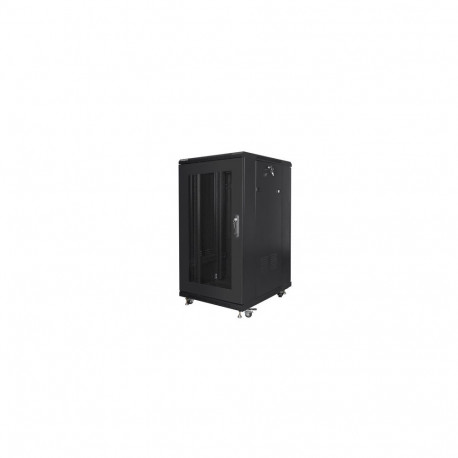 RACK CABINET 19" FREE-STANDING 22U/600X800 (FLAT PACK) WITH MESH DOOR BLACK LANBERG