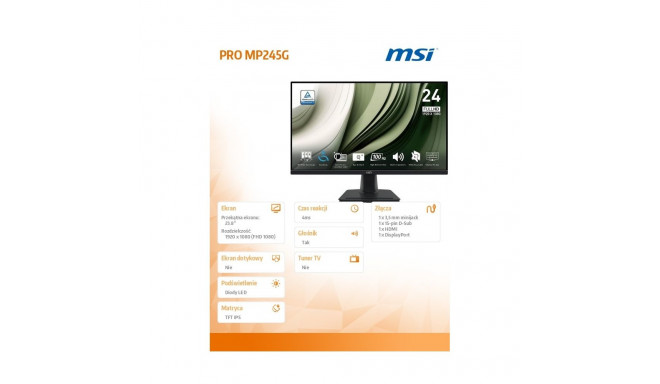 Monitor 23.8 inches PRO MP245G LED/FHD/Flat/100Hz/black
