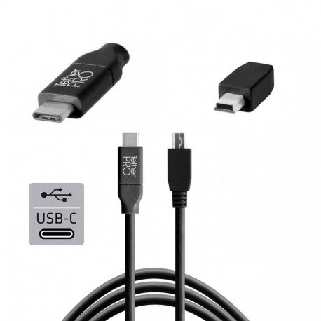 Tether Tools USB-C kuni 2.0 Mini B 5-pin 4,60m must