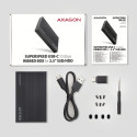 Axagon EE25-GTR USB-C 3.2 Gen 2 - SATA 6G 2.5" välise kõvaketta korpus must 2.5"
