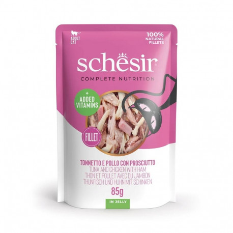 SCHESIR in jelly Tuna and chicken with ham - wet cat food - 85 g