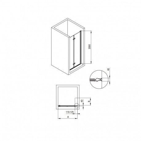 KERRIA PLUS dušiuks valge/läbipaistev NERO90