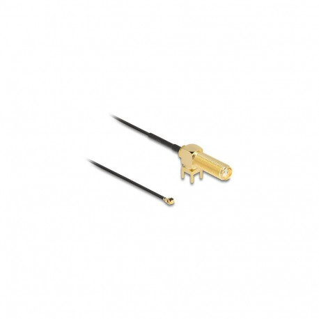 DeLOCK Antenna Cable SMA 90° PCB jack bulkhead coaxial cable 0.15 m I-PEX MHF1 Black, Gold