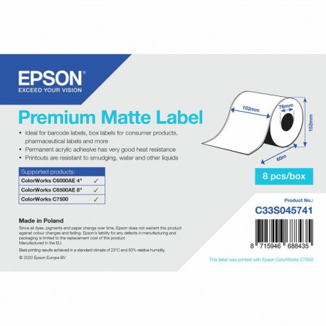 Printer Labels Epson C33S045741 Ø 76,2 mm (1 Unit) (18 Units)