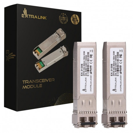 Extralink SFP28 25G 2-pack | SFP28 moodul | 25Gbps, LC/UPC dupleks, 850nm, 100m, multimode, DOM