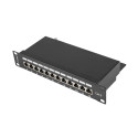 PATCH PANEL 12PORT 1U 10" CAT.6 FTP WITH CABLE ORGANIZER SHIELDED BLACK LANBERG
