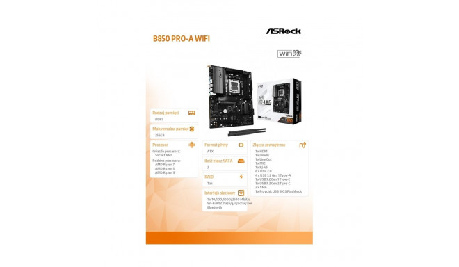 Motherboard B850 PRO-A WIFI AM5 4DDR5 ATX