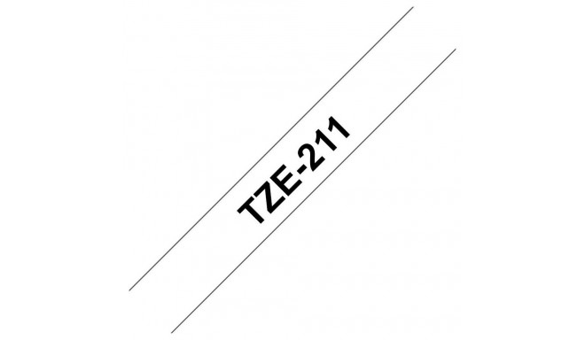 Brother TZe-211 Laminated Tape Black on White, TZe, 8 m, 6 mm