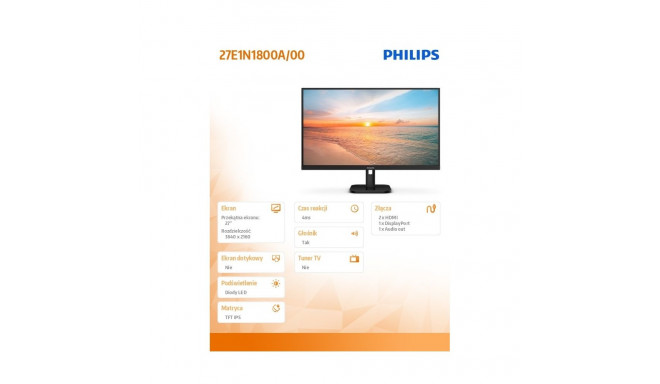 Display 27E1N1800A 27-inch IPS 4K HDMIx2 DP Speakers
