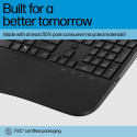 HP 685 Comfort Wireless Bluetooth Wave-Like Keyboard w/Palm Rest - Dual Mode, Sanitizable, Programma