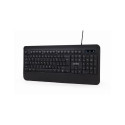 Gembird KB-UML-03 Slim multimedia keyboard with RGB backlight black US layout