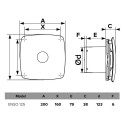 Vannitoa ventilaator Vlano ENSO 125 BL TH (taimeri ja niiskusanduriga) 125 mm, must