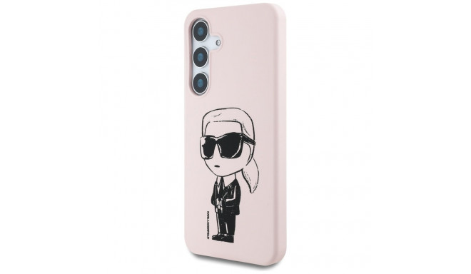 Case Karl Lagerfeld silikoon graffiti Ikonik trükitud logoga MagSafe jaoks Samsung Galaxy S25 roosa